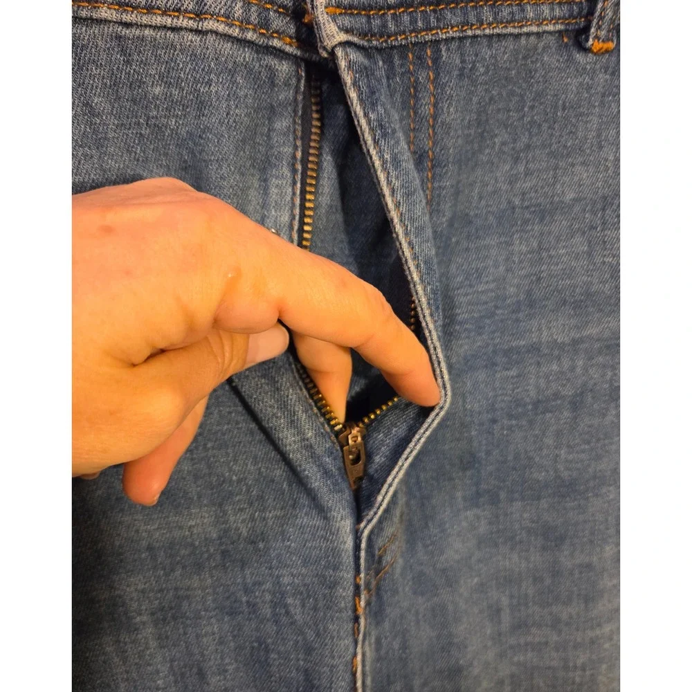 Free People We The Free High Waist Flare Jeans Distressed Hem Denim Blue Size 26 - Picture 4 of 10